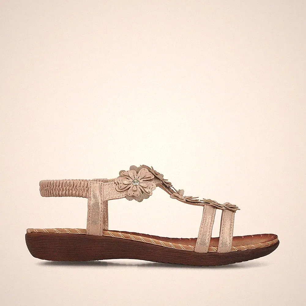 RIEKER DAMEN Sandale Sandalette Keilsandale Sommerschuh gold V7573-90