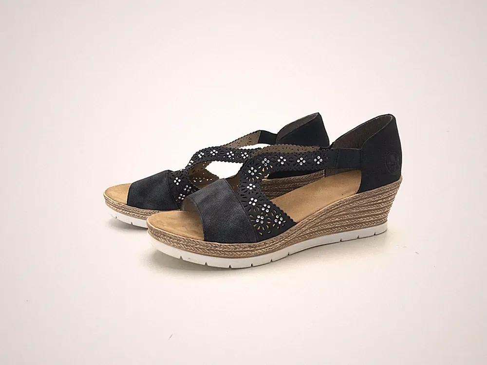 Rieker Damen Sandale Sandalette Pantolette Blau Gr. 41 (UK 7)