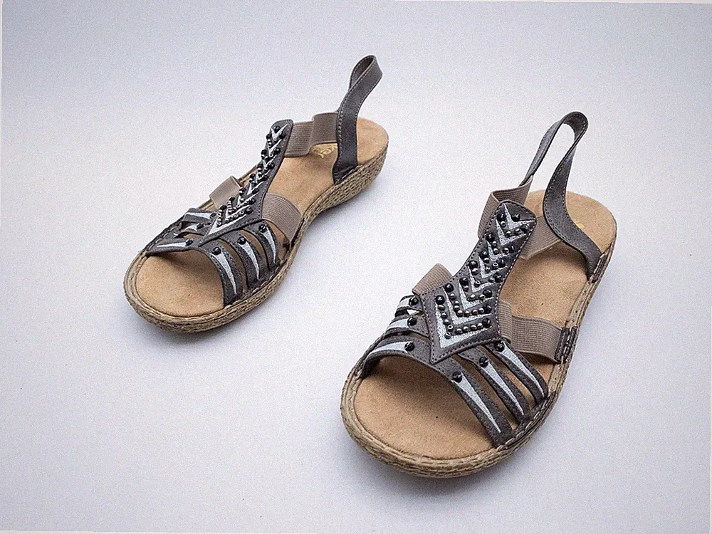 rieker Damen Sandale Sommerschuhe Sandalette Braun Gr. 38 EU Art. 41440-50