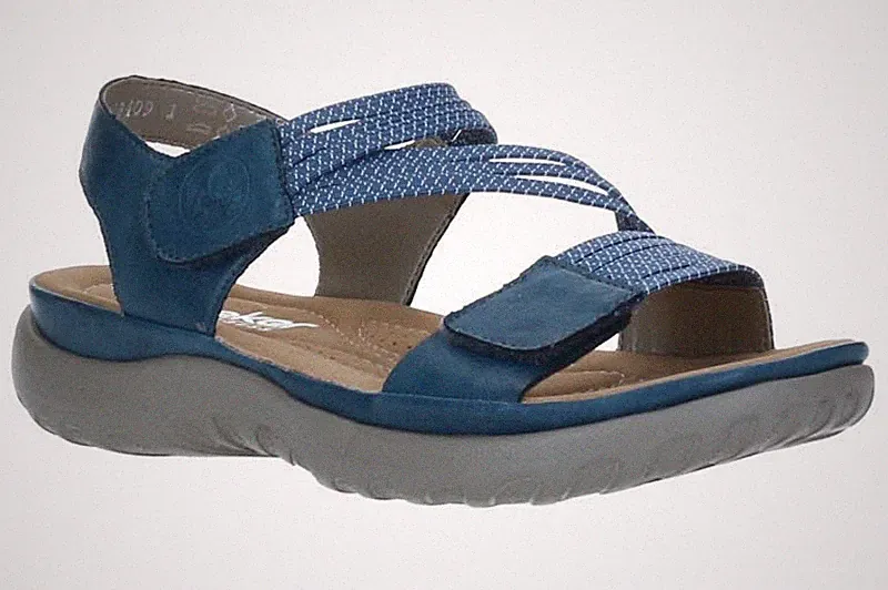 Rieker Damen Sandalen 64870-14 royal/jeans-weiss Blau
