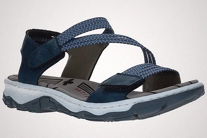 Rieker Damen Sandalen 68871-14 royal/jeans-weiss Blau