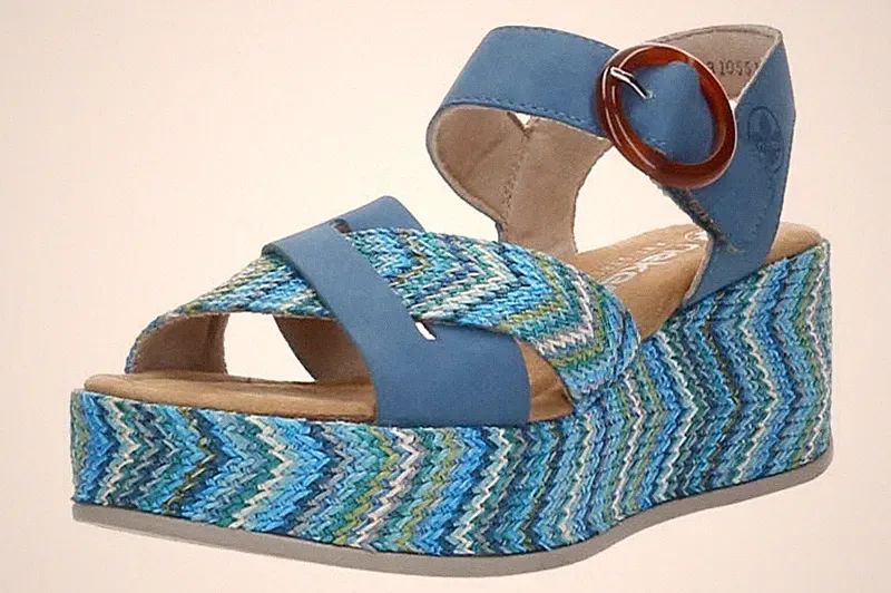 Rieker Damen Sandalen 69469-14 indigo/blau-multi Blau