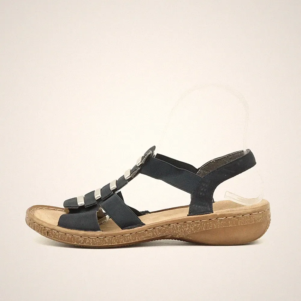 Rieker Damen Sandalen EU 37 Komfort Klettverschluss Schwarz