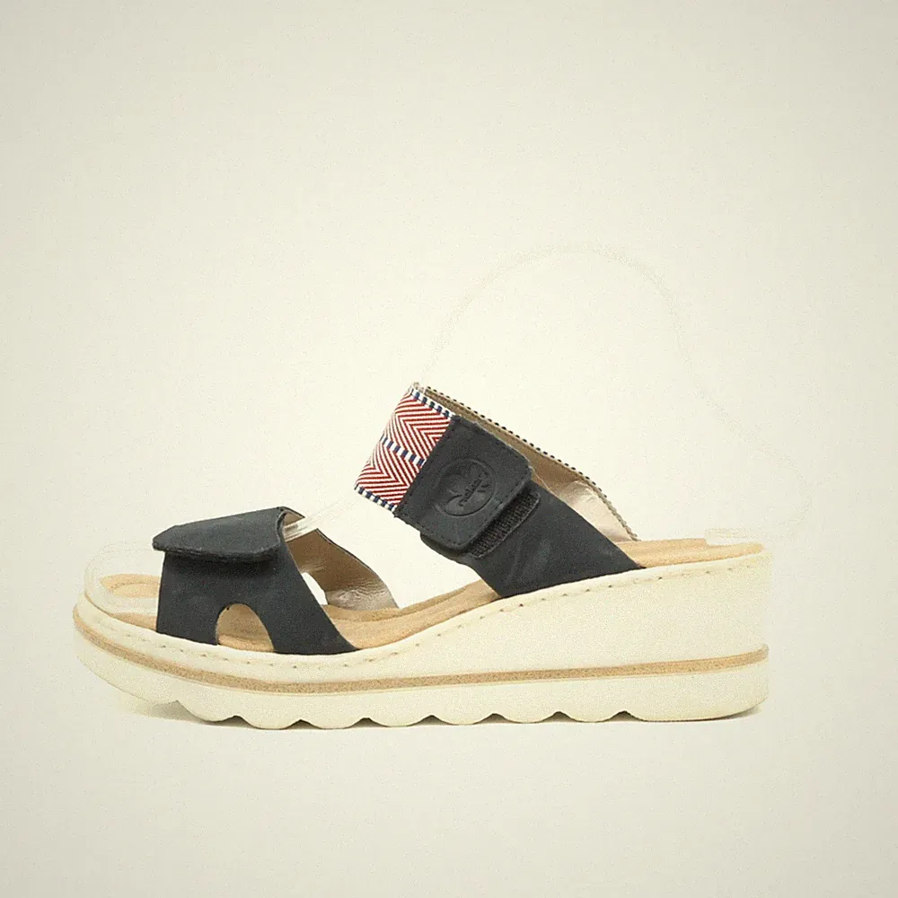 Rieker Damen Sandalen EU 37 V6743 Blau Weiß Rot ämpfend Klettverschluss Komfort