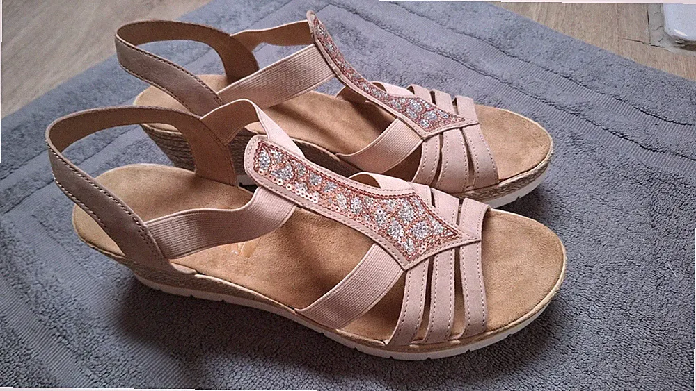 Rieker Damen Sandalen Gr. 41 Keilabsatz Keilsandalette - top ZUSTAND