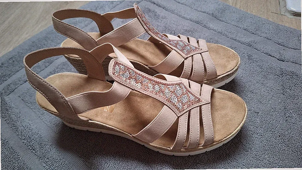 Rieker Damen Sandalen Gr. 41 Keilabsatz Keilsandalette - top ZUSTAND