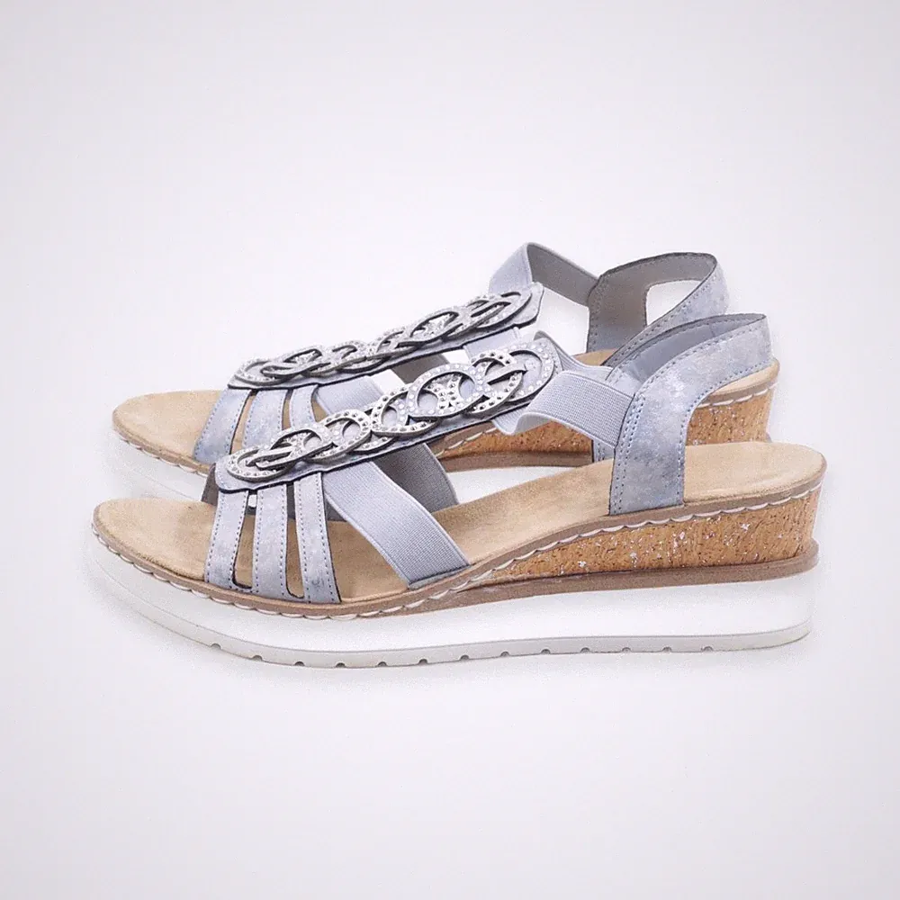 RIEKER Damen Sandalen Sandaletten Blau EUR 38 UK 5