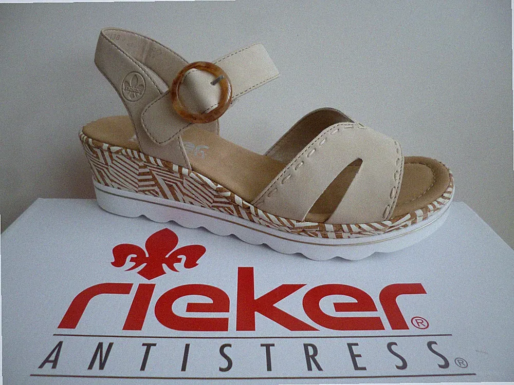 Rieker Damen Sandalen Sandaletten Damenschuhe Schuhe beige 67173