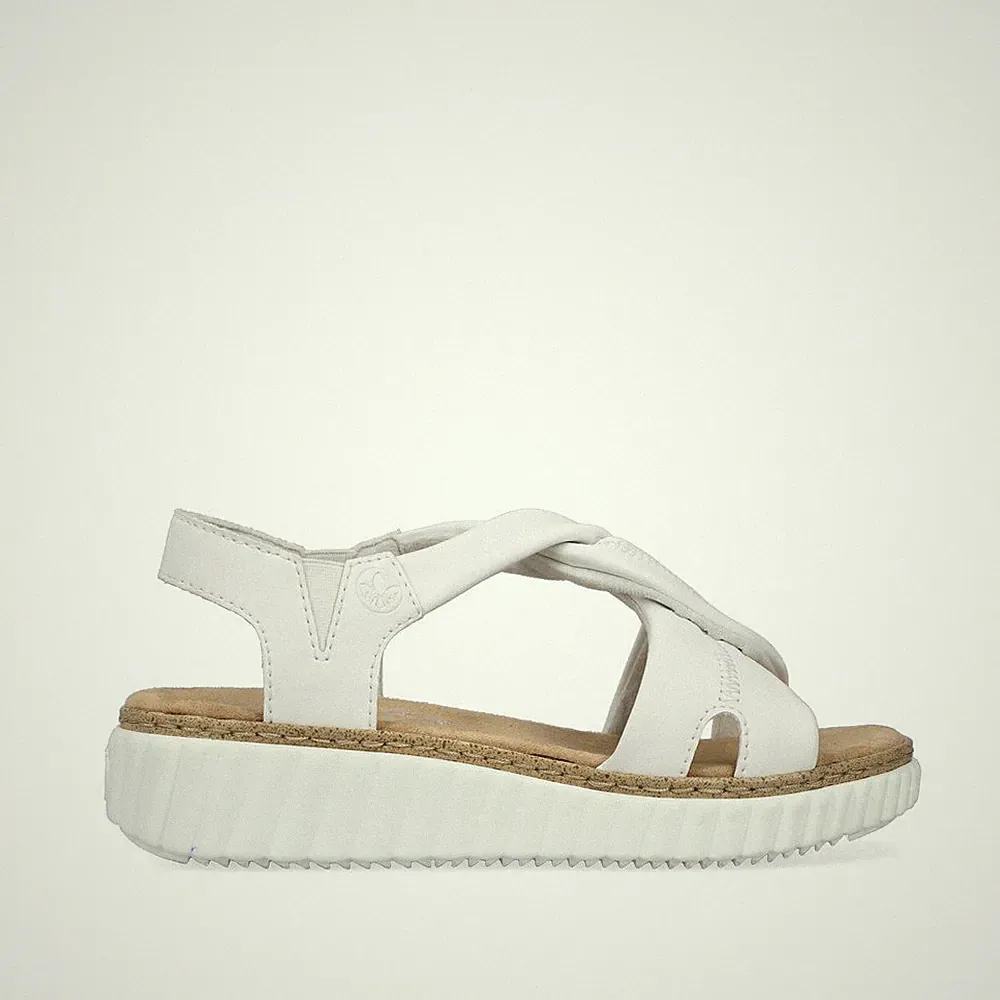 RIEKER DAMEN Sandalen Sandaletten Sommerschuh weiß 63261-80