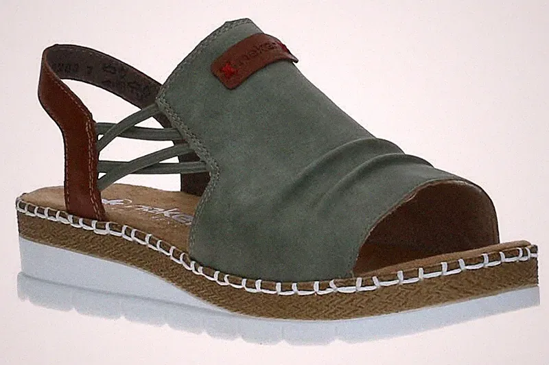 Rieker Damen Sandalen V1261-52 schilf/cayenne Grün