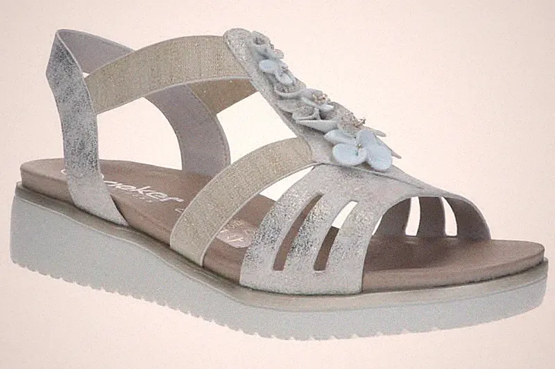 Rieker Damen Sandalen V3788-60 beige-gold Silber