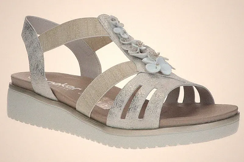 Rieker Damen Sandalen V3788-60 beige-gold Silber