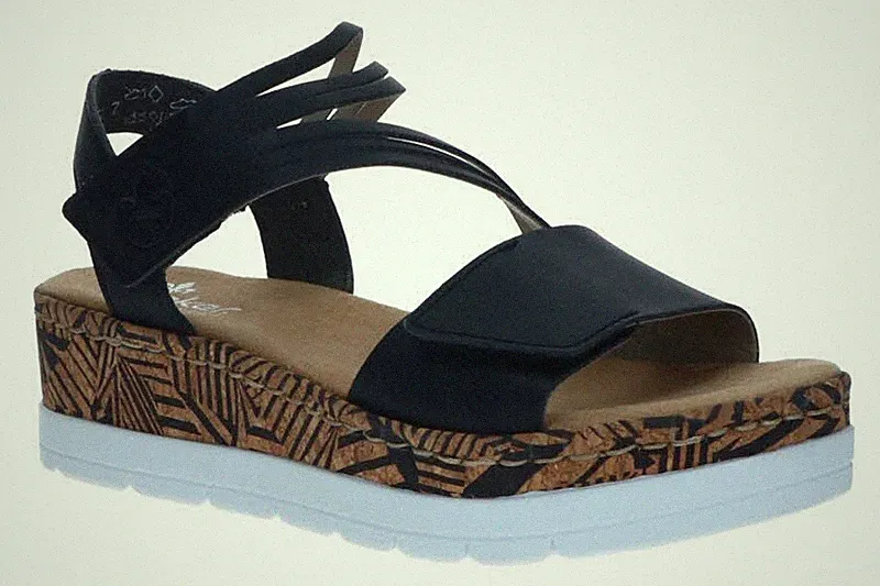 Rieker Damen Sandalen V3964-01 schwarz Schwarz