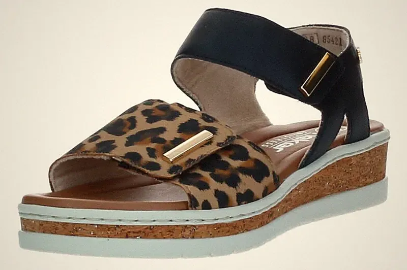 Rieker Damen Sandalen V4181-00 beige/schwarz Schwarz