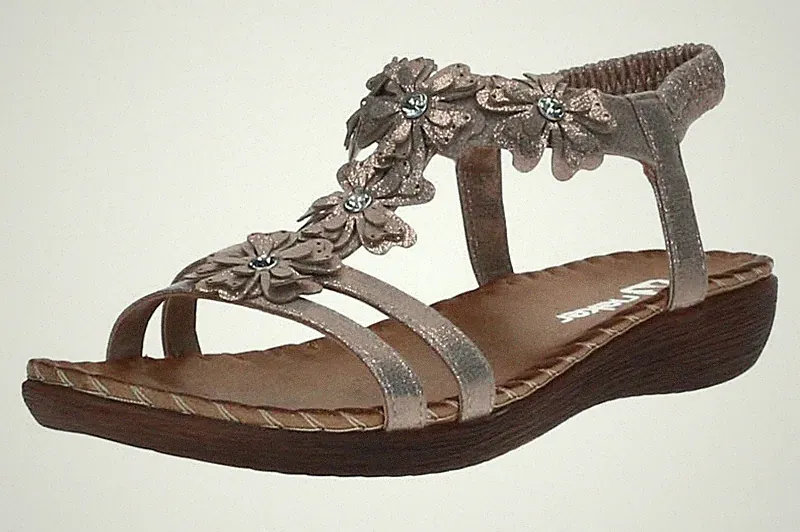 Rieker Damen Sandalen V7573-90 lightgold Gold