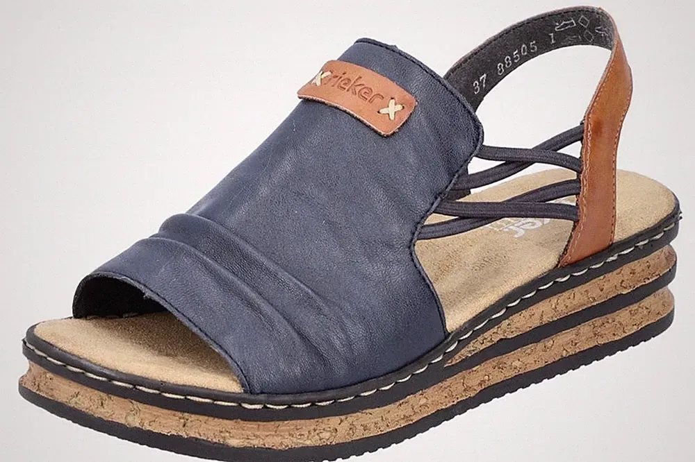 rieker sandalen damen keilabsatz blau