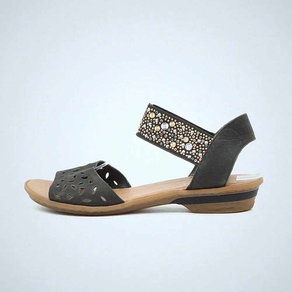 Rieker Damen Sandalette EU 39 Antistress Schwarz
