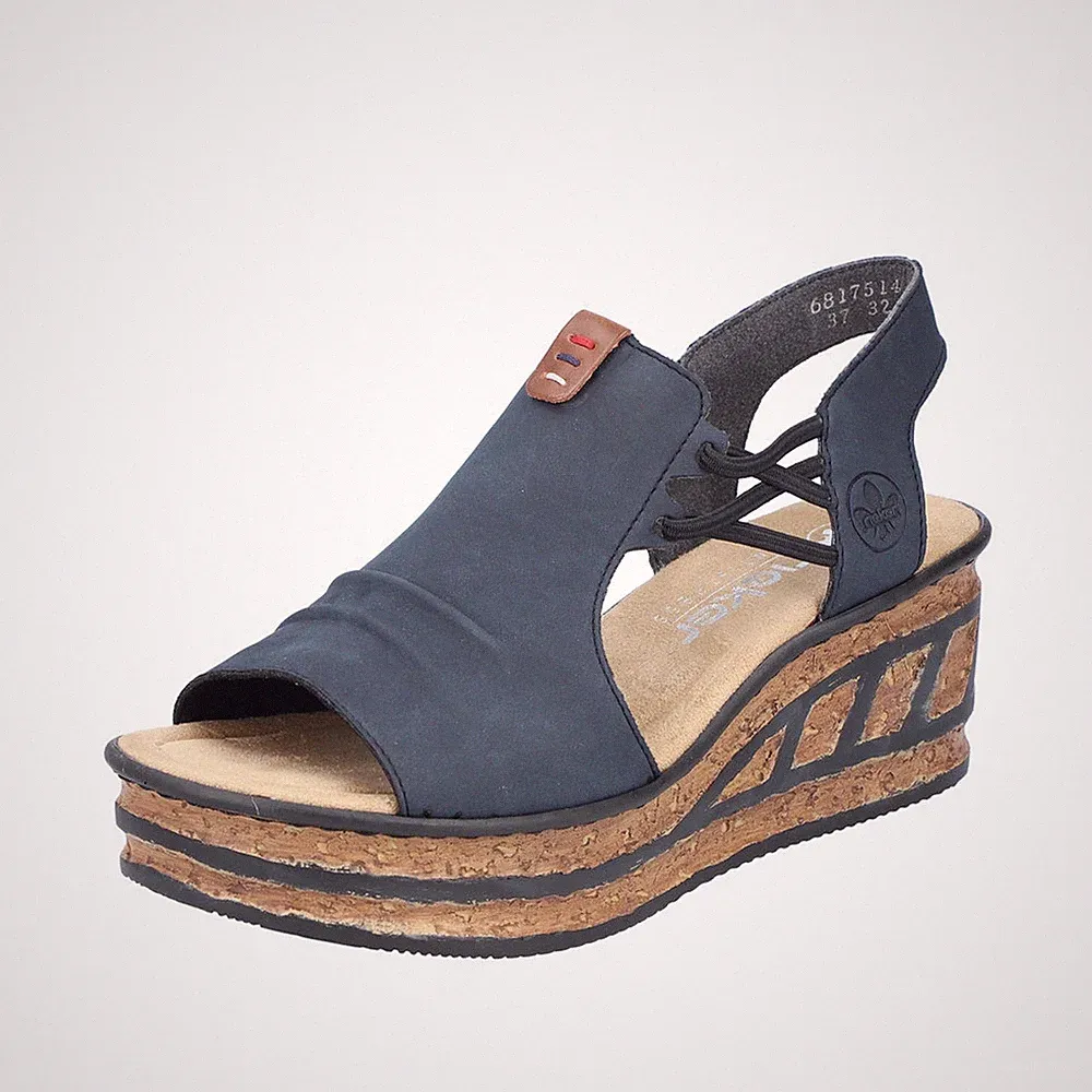 Rieker Damen Sandalette Hochfront Schaftsandale mit Keilabsatz 68175
