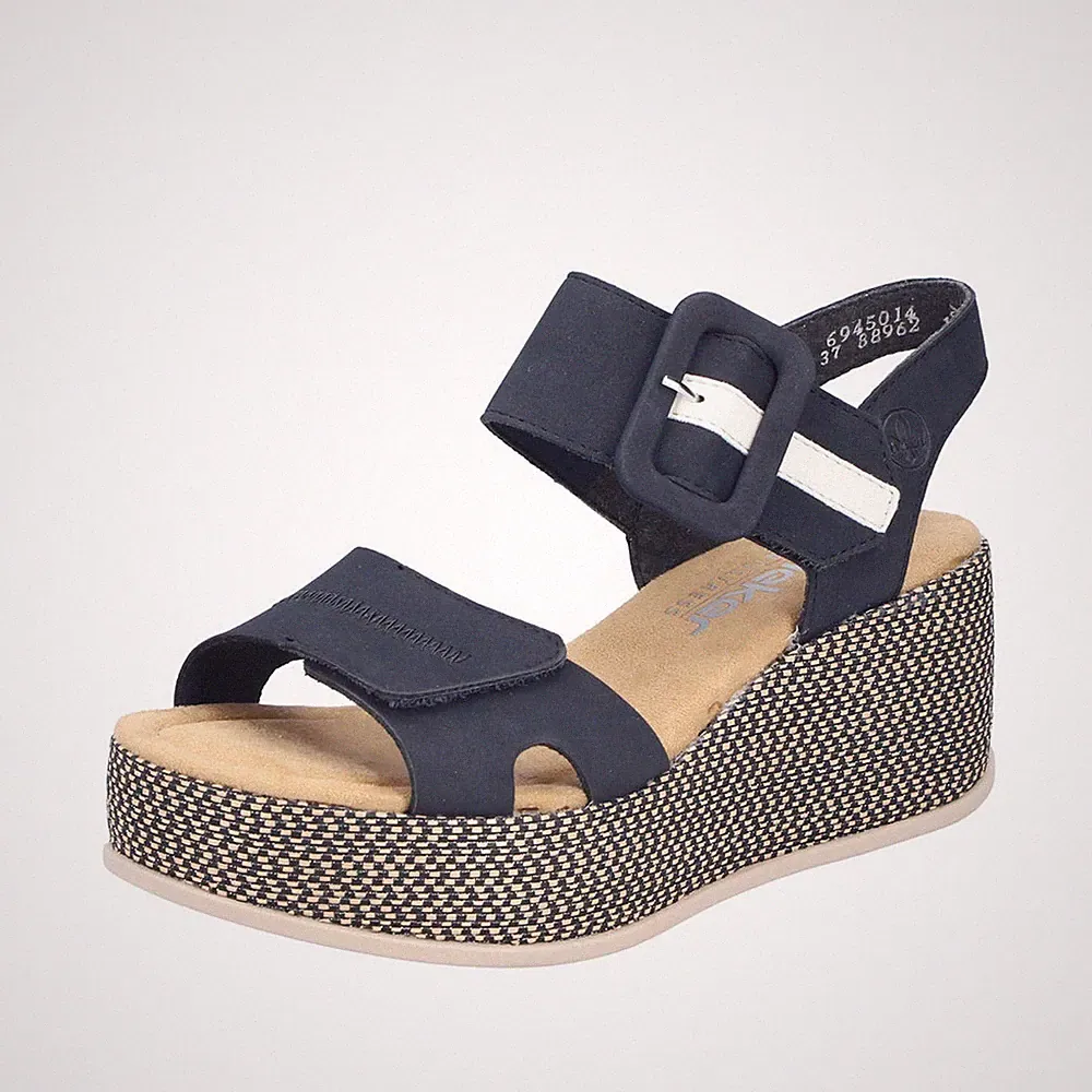 Rieker Damen Sandalette mit Plateau und großer Schnalle 69450
