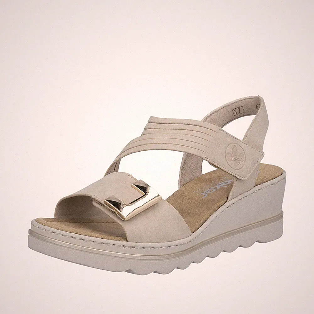 Rieker Damen Sandalette mit Plateau und Keilabsatz sehr leicht 67410