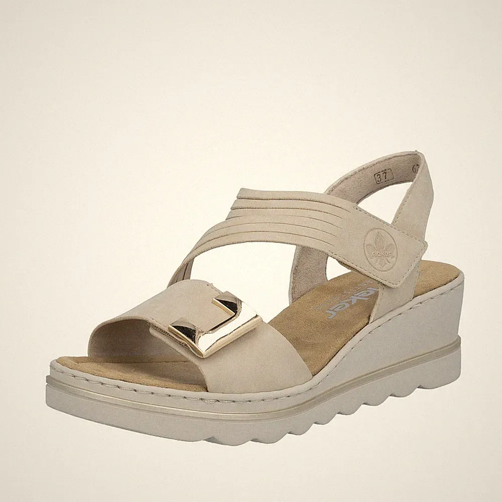 Rieker Damen Sandalette mit Plateau und Keilabsatz sehr leicht 67410
