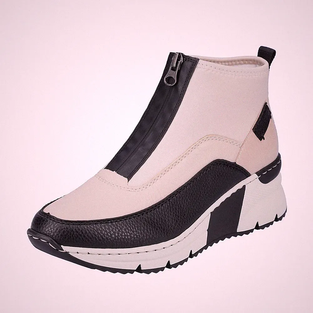 Rieker Damen Sneaker Beige Keilabsatz Schlupfschuh N6352-60