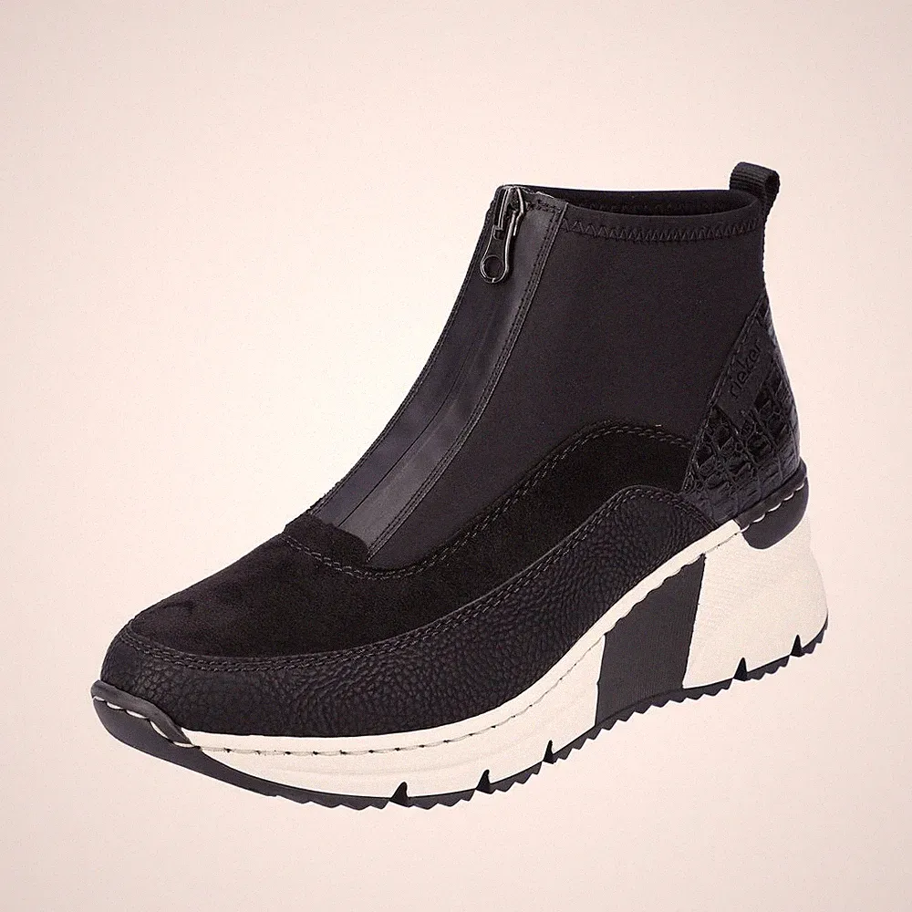 Rieker Damen Sneaker Schwarz Keilabsatz Schuhe N6352-00