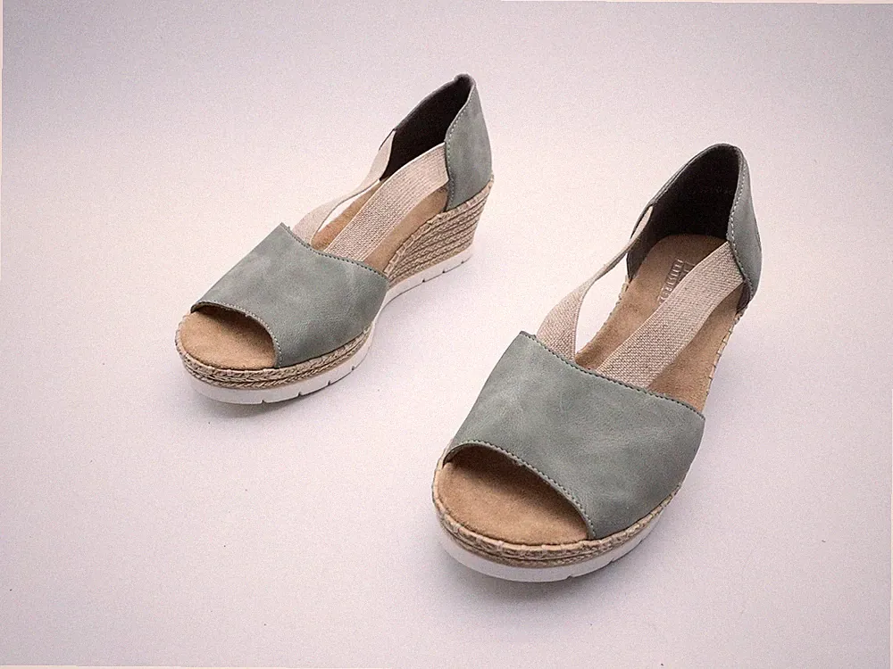 rieker Damen Sommerschuhe Sandalette Absatzschuhe Grün Gr. 37 EU Art. 40268-70