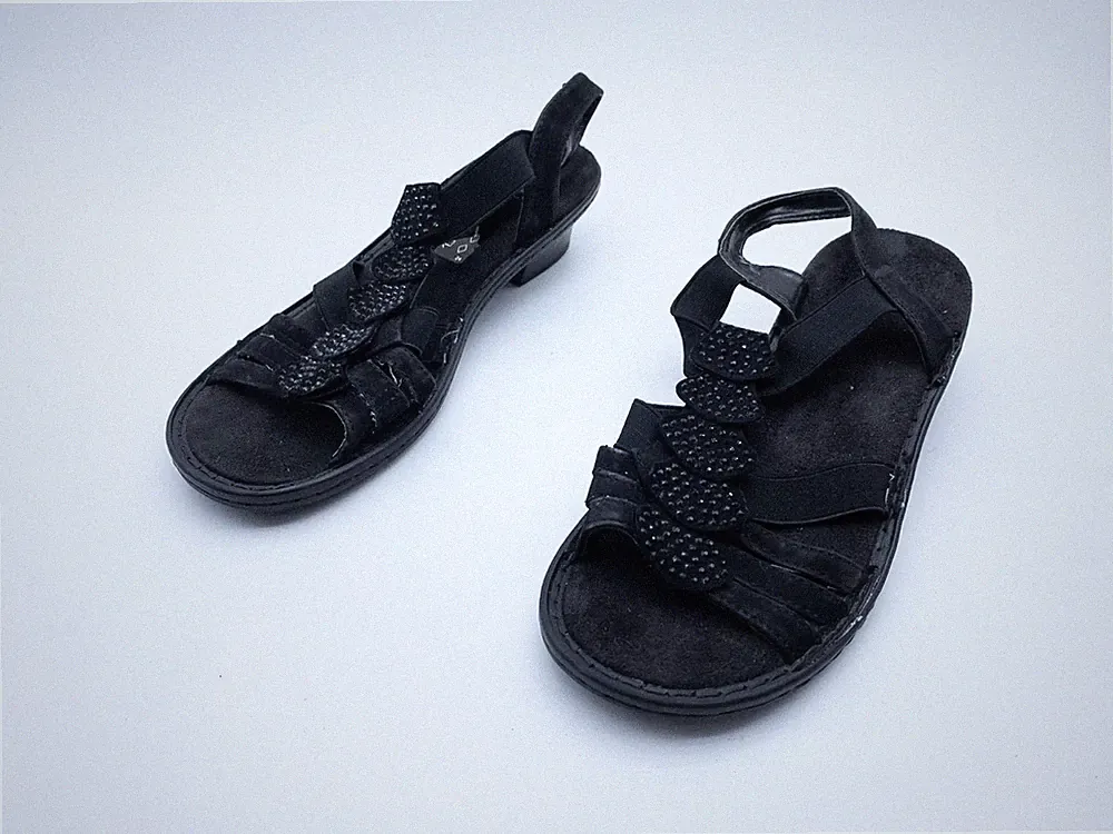 rieker Damen Sommerschuhe Sandalette Sandale Schwarz Gr. 38 EU Art.41279-98