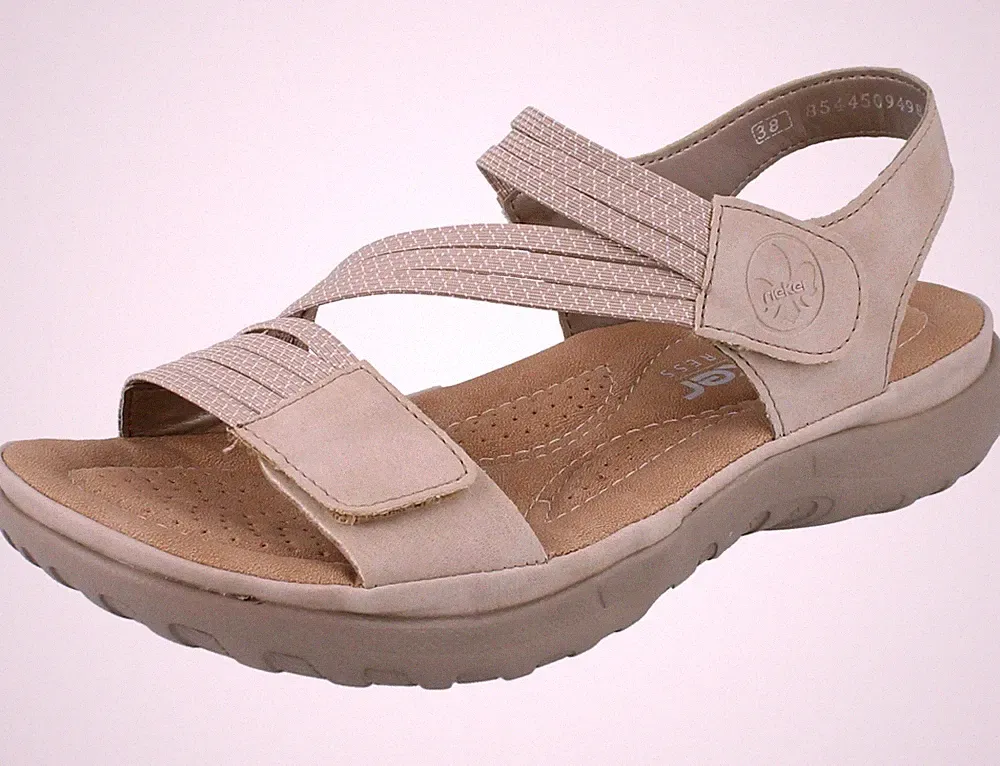 RIEKER Damen Trekkingsandale beige Kunstleder