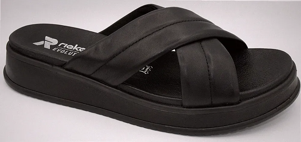 Rieker Damenschuhe Pantolette schwarz Evolution Leder Neu 6565
