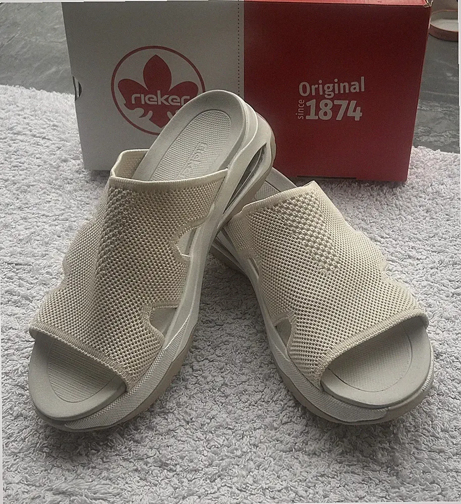Rieker Damenschuhe Pantolette Slides Creme Größe 41 neuwertig