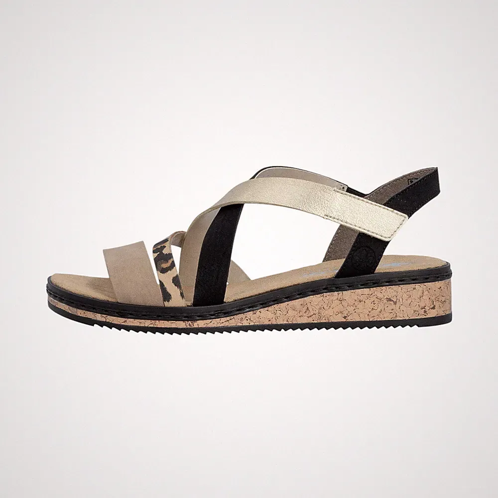 Rieker Damenschuhe Pantoletten Bequem Sandale Schwarz Freizeit