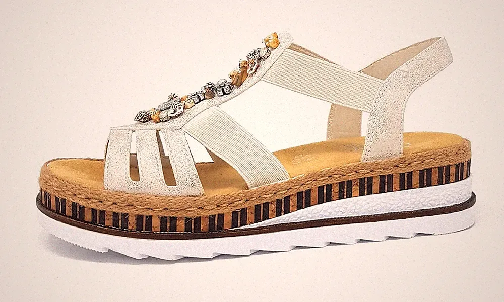 Rieker Damenschuhe Sandalen Hoch Beige Freizeit