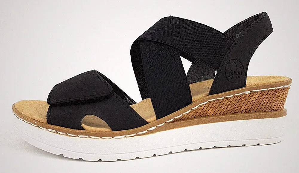 Rieker Damenschuhe Sandalen Sandalette Schwarz Freizeit