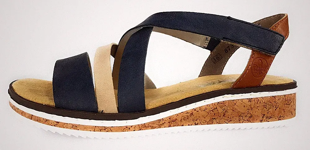 Rieker Gurgaon Damenschuhe Sandalen Flach Blau Freizeit