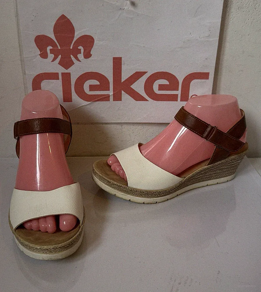 Rieker Heels Leder Sandalen Größe UK 6 EU 39 *