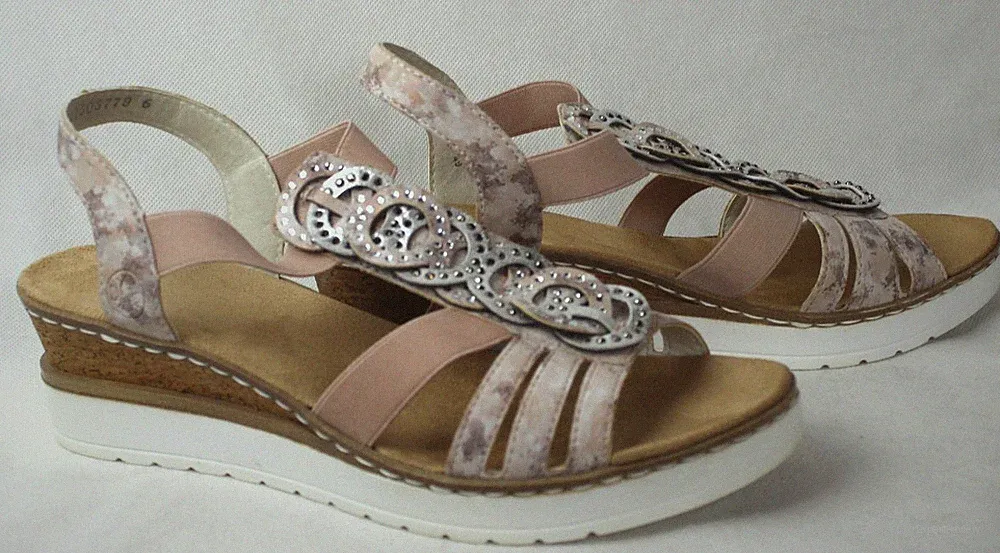 Rieker Keilabsatz Sandalen Gummiriemchen Damen Gr.39 sehr guter Zustand