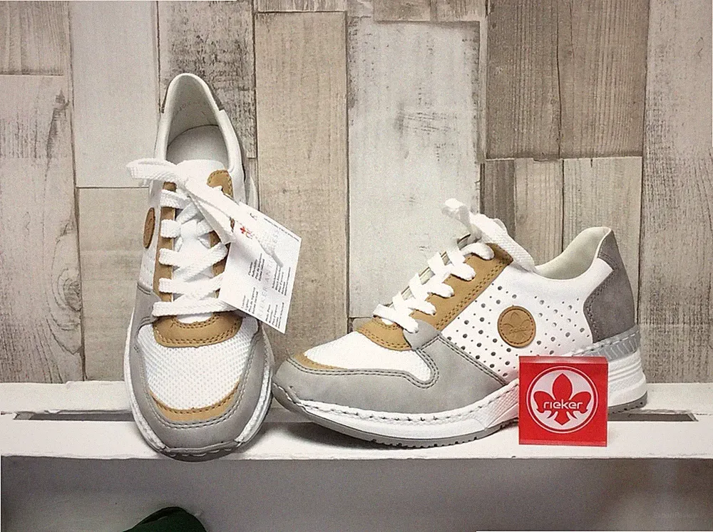 Rieker Keilabsatz Schnürschuh weiß Sneaker Damen Schuhe sportlich Schnürer