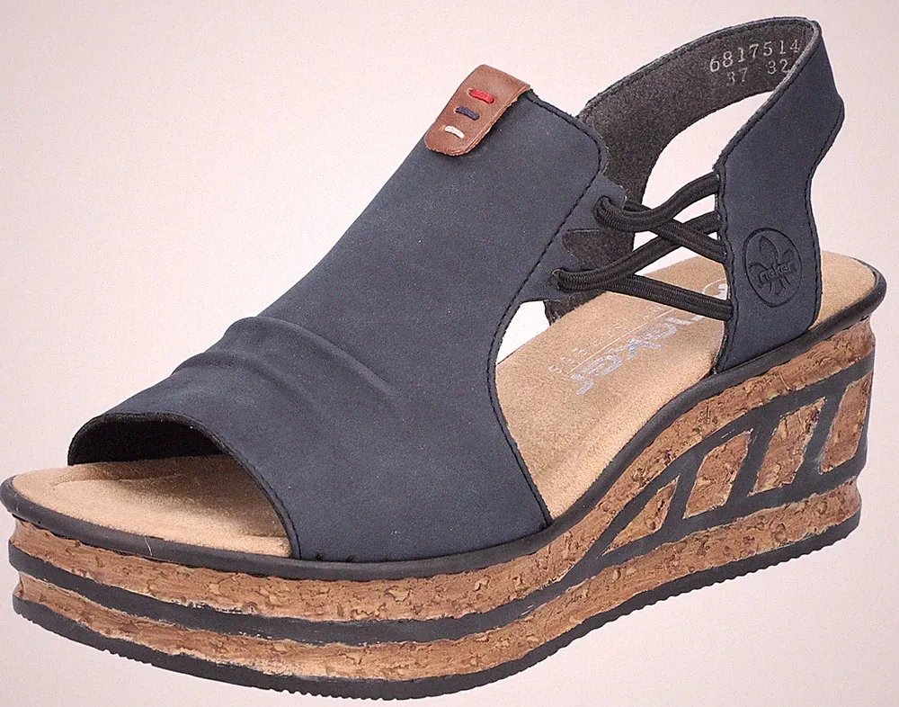 RIEKER Keilsandalette Sommerschuh, Sandale, Keilabsatz, Gr. 40 , dunkelblau
