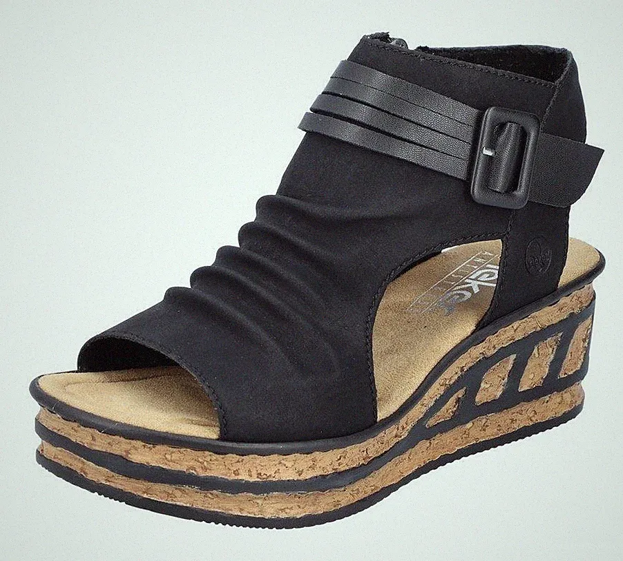 RIEKER Keilsandalette Sommerschuh, Sandale, Keilabsatz, mit Reißverschluss , 38