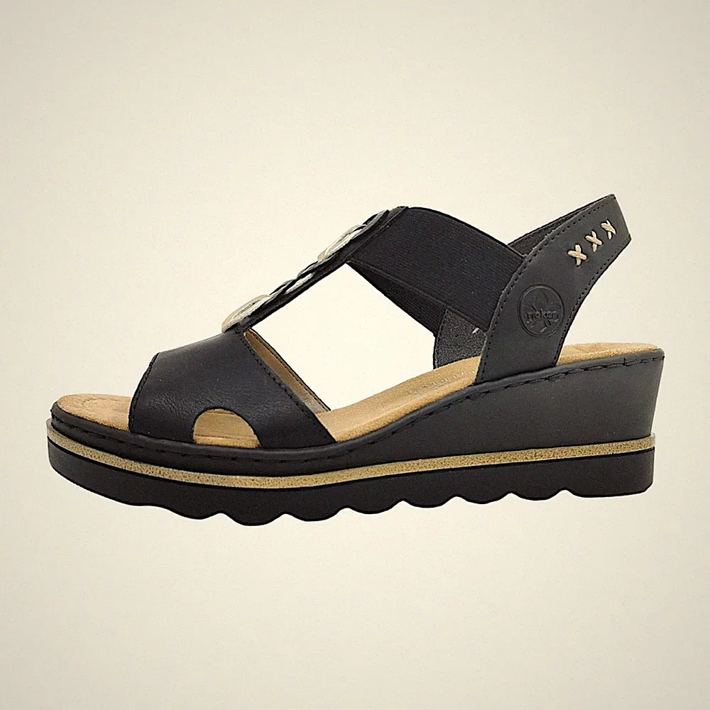 Rieker Luzern/Lagro/Kasanga Damenschuhe Sandalen Bequem Schwarz Freizeit