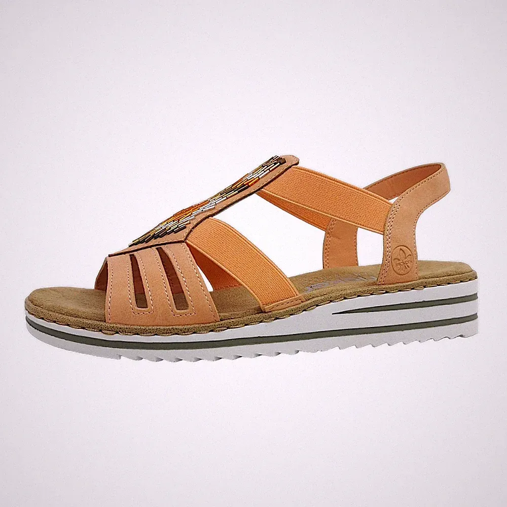 Rieker Morelia Damenschuhe Sandalen Flach Rot Freizeit