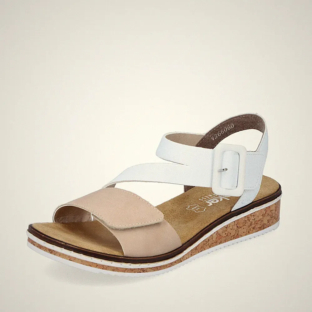RIEKER Sandale beige Keilabsatz ANTISTRESS Klett NEU 2025 Trend V3660-60