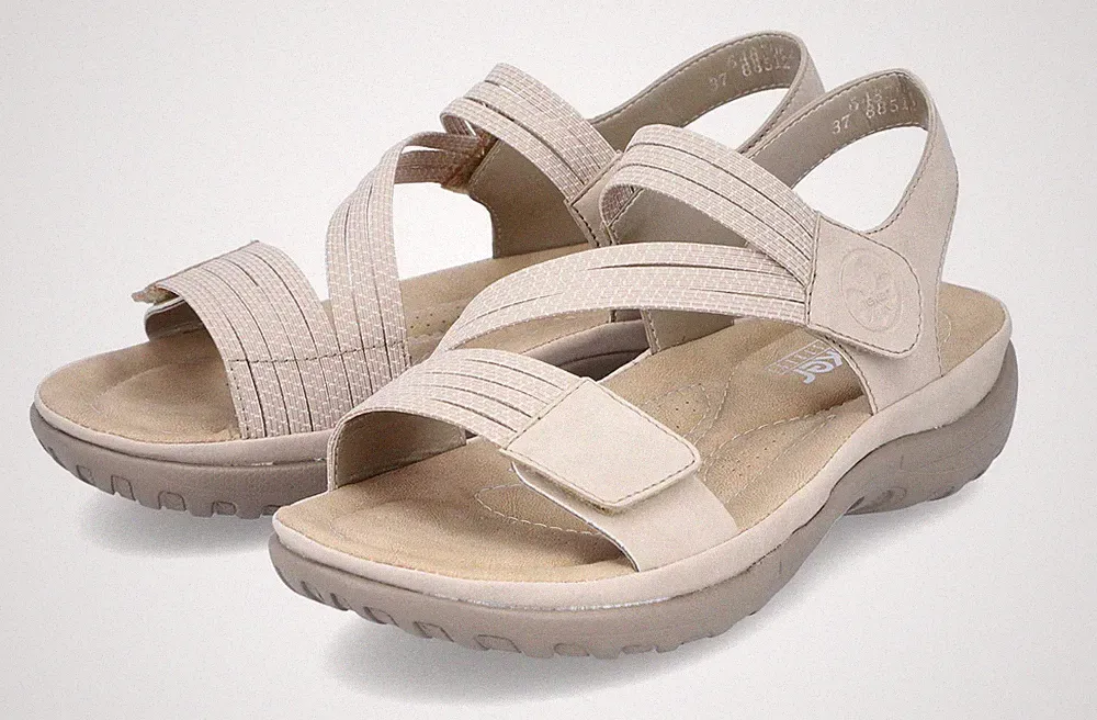 Rieker Sandale Beige Sandalette Wandersandale Trekking Klettverschluss 64870 62