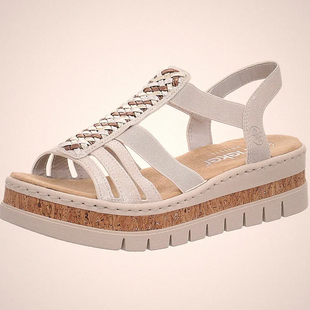 RIEKER Sandale Sandalette V4918-90 silber/platin (grau) NEU grau