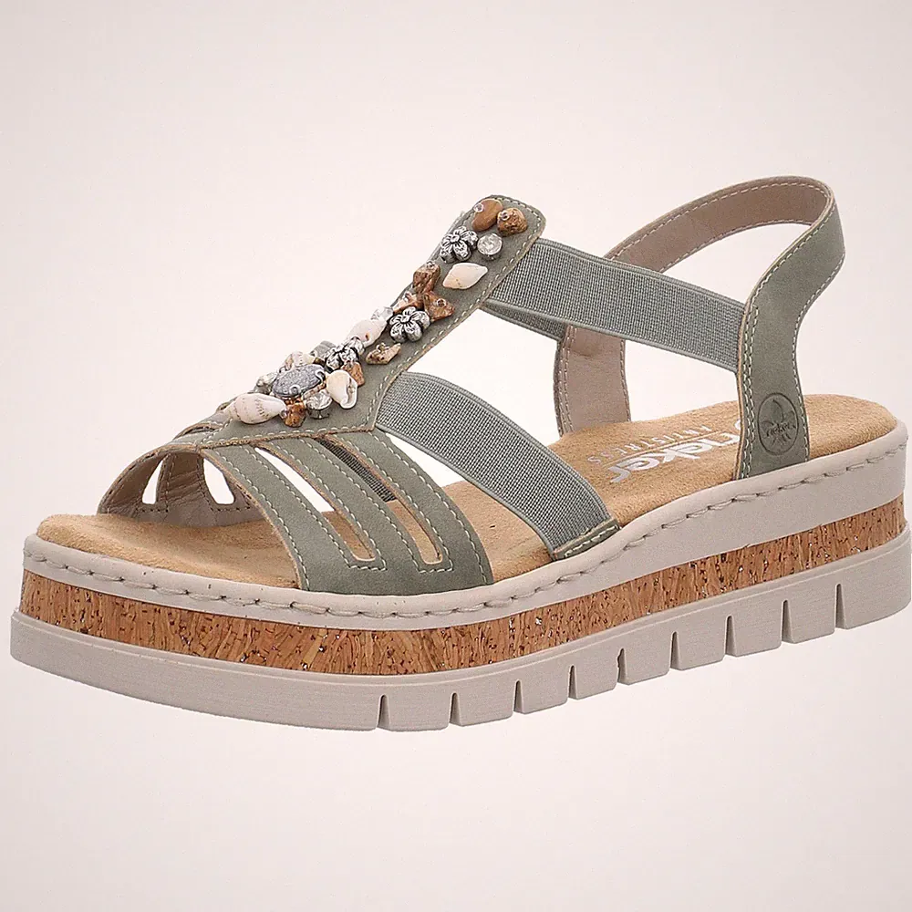 RIEKER Sandale Sandalette V4949-52 grün NEU