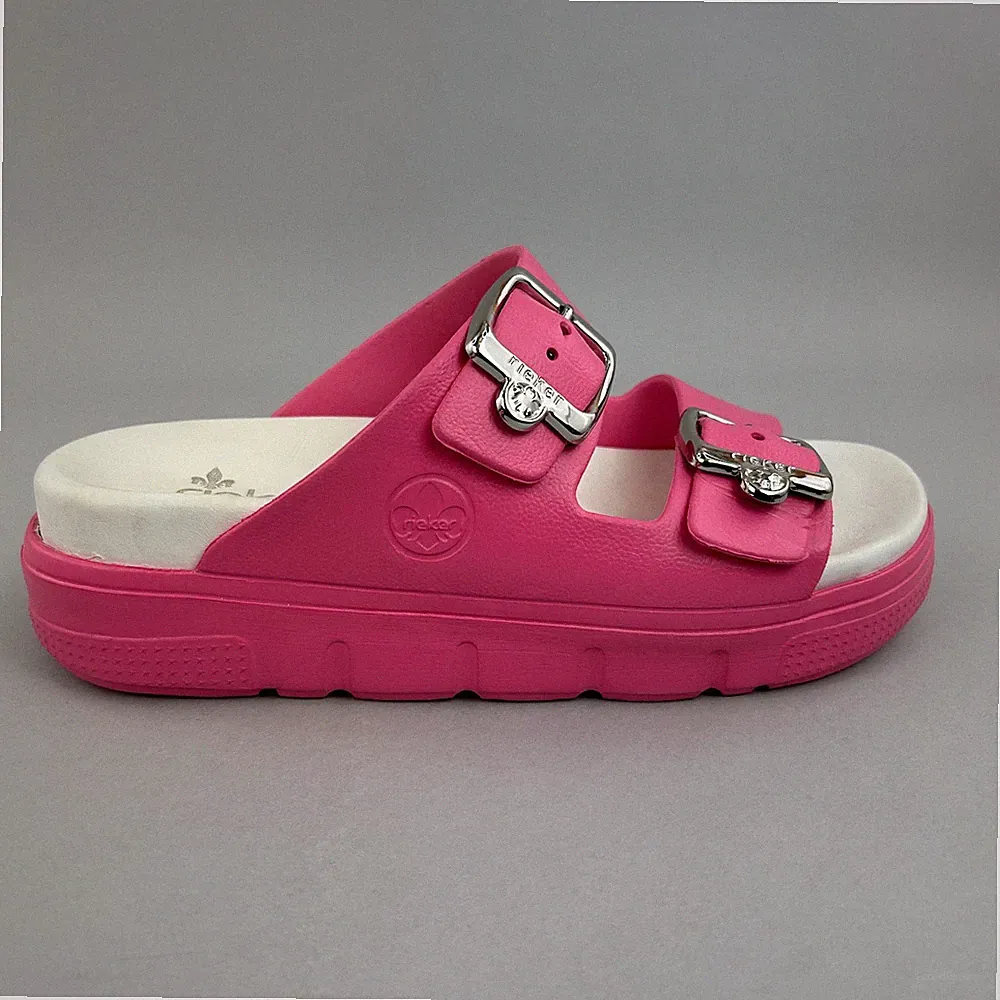Rieker Sandalen Gr. EU38/39 UK6 Rosa Schnalle Pantolette Plateau Slipper Sandaletten P2180