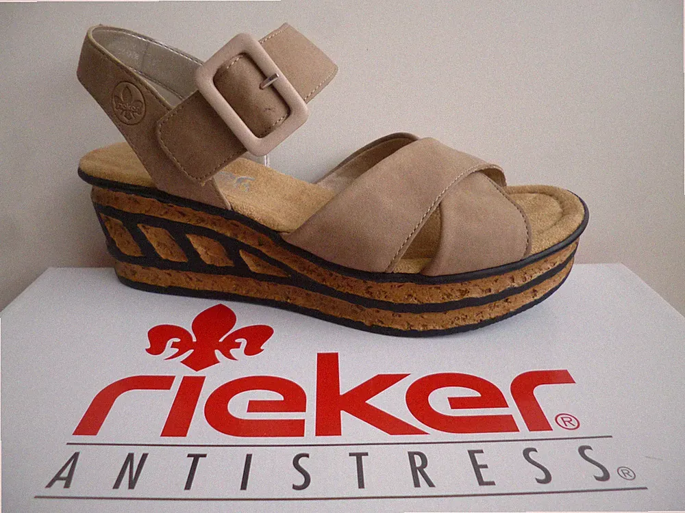 Rieker Sandalen Sandaletten Damenschuhe Schuhe beige 68163