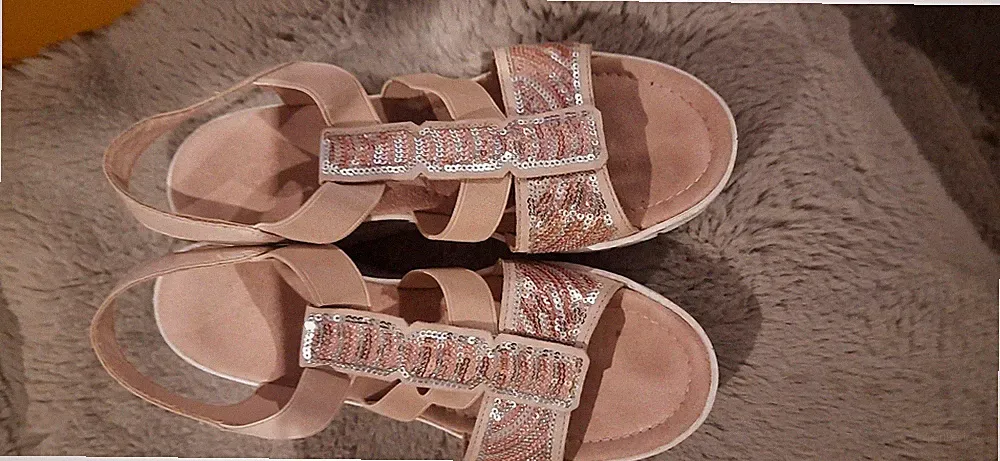 Rieker,Sandalette,Gr.39/39,5 Glitzer,Stretch,neuw.7.6 +
